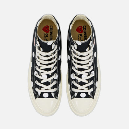 Converse x CDG Comme Des Garcons Heart Polka Dot Hi chuck 70 Black Trainers