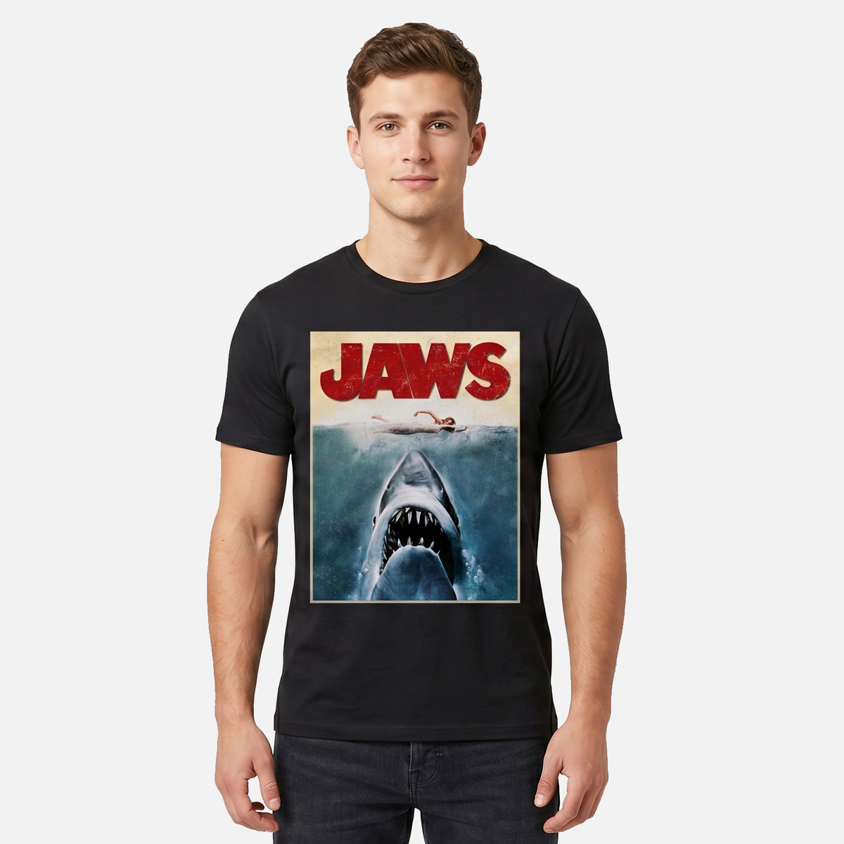 Men's Official Jaws Movie Poster T-shirt Black