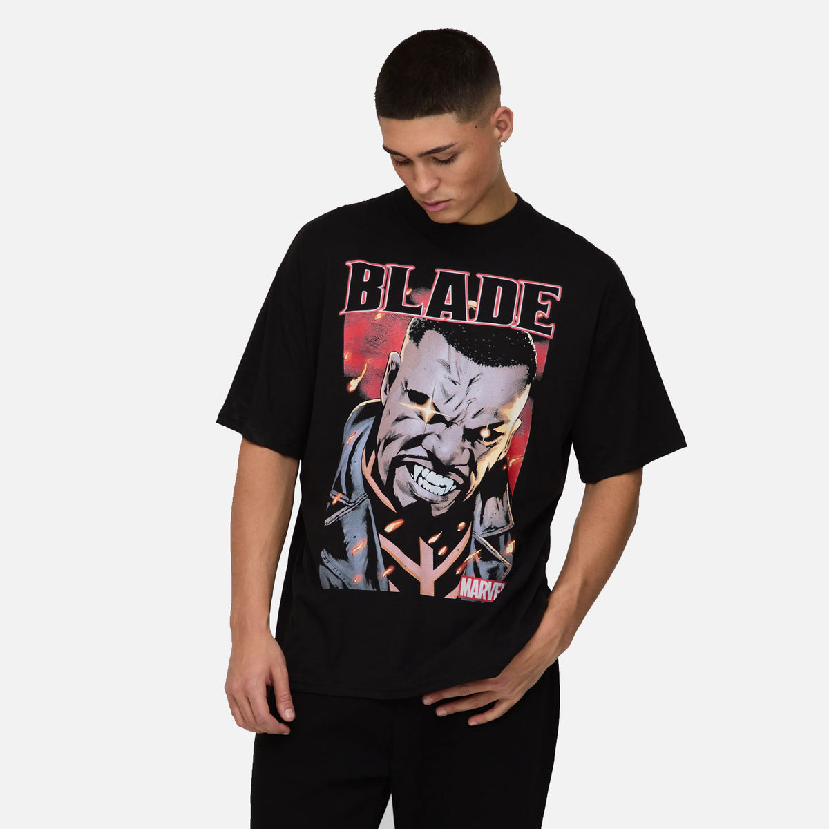 Men's Official Marvel Blade Comic Print T-shirt Black