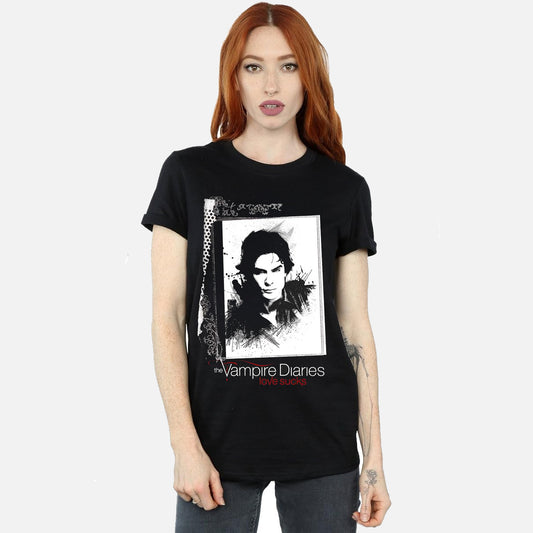 Official Vampire Diaries Damon Salvatore Black T-shirt Ian Somerhalder